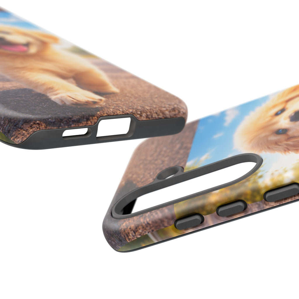 Golden Puppy Sunlit Phone Case — Full‑Wrap UV‑Protected Tough Case