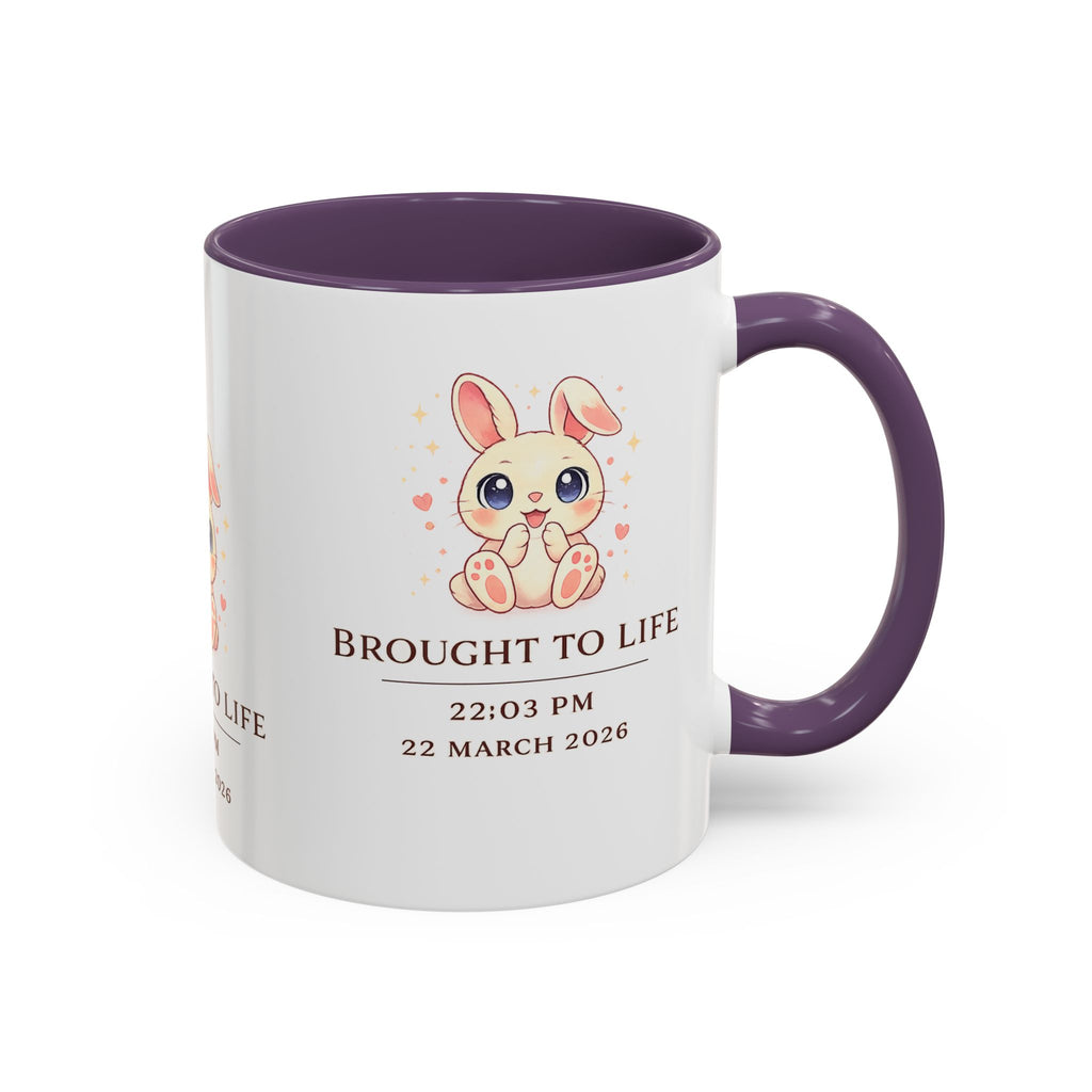 Pastel Bunny 'Brought to Life' Mug 11oz 15oz | Personalized Birth Details