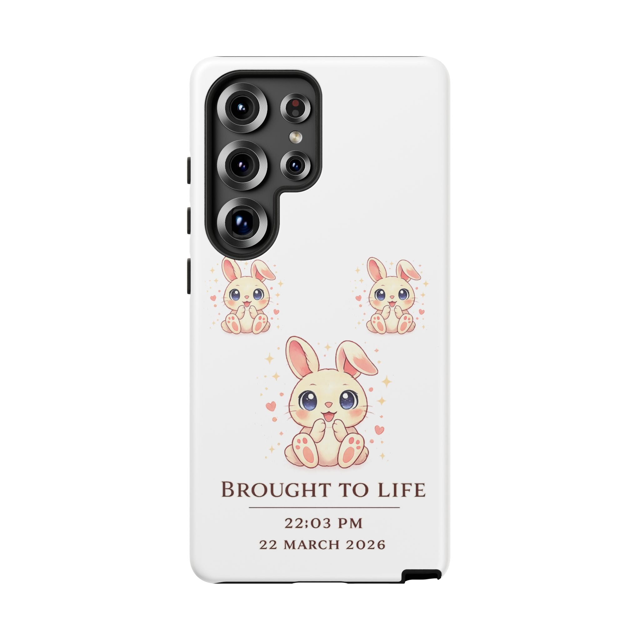 Cute Bunny Nursery Birth Announcement Phone Case | Personalized Name, Date & Time