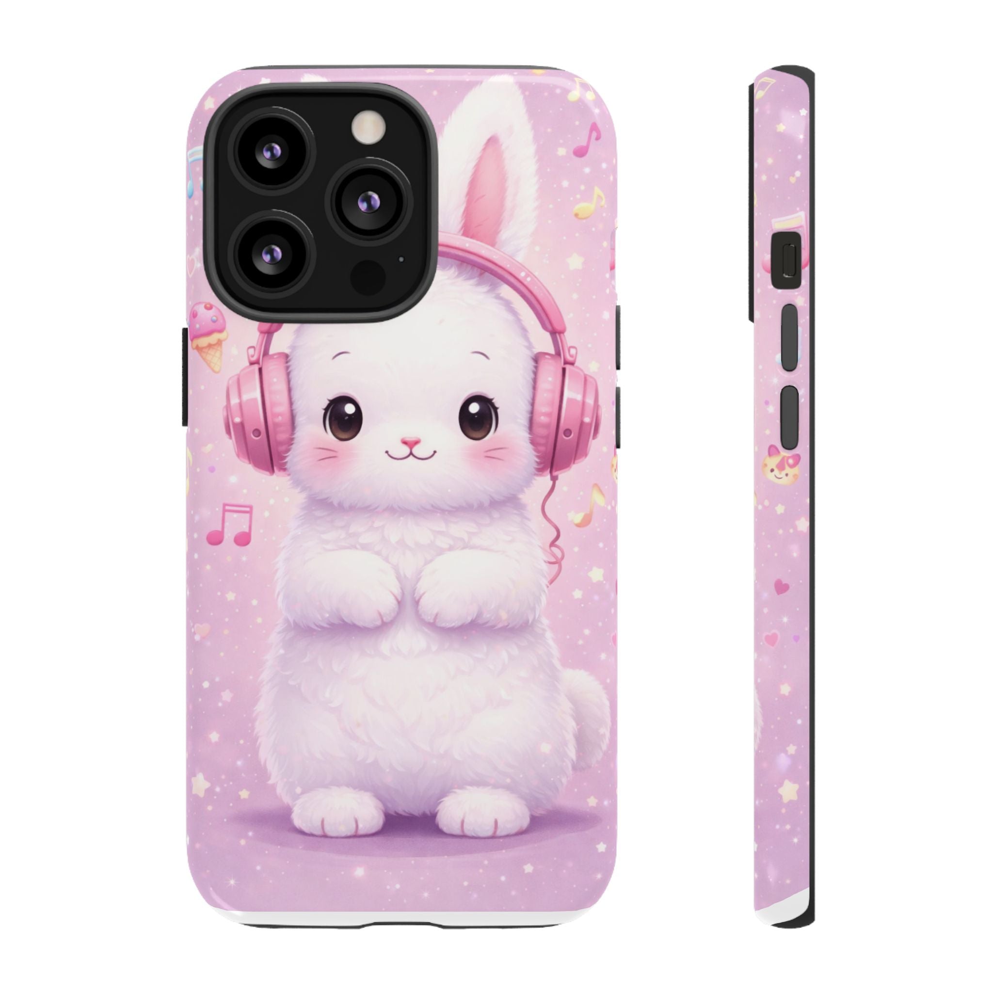 Pastel Bunny with Pink Headphones Phone Case | Dual-Layer Protective Case