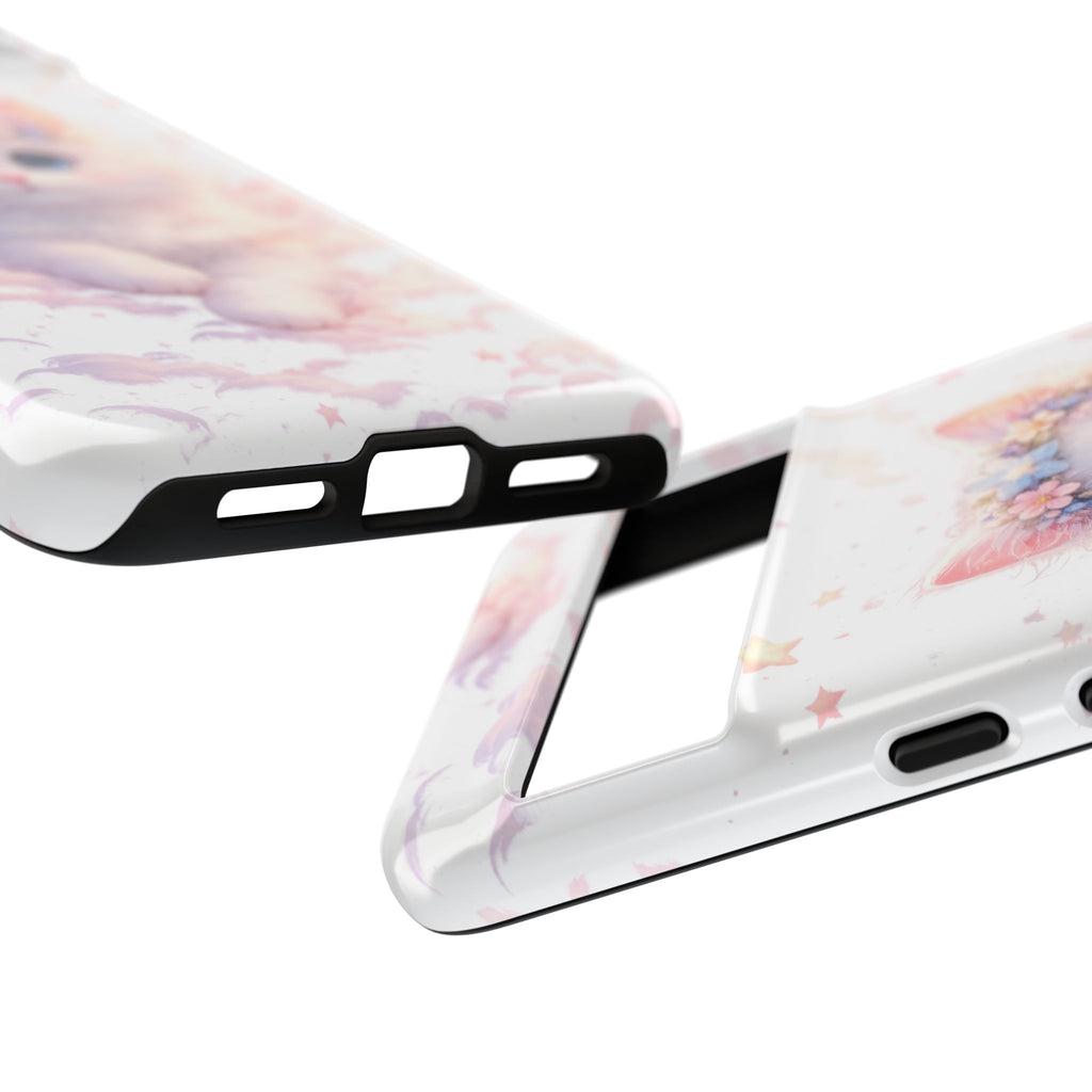 Cute Crowned Kitten Phone Case — Pastel Cloud & Star Protective Case