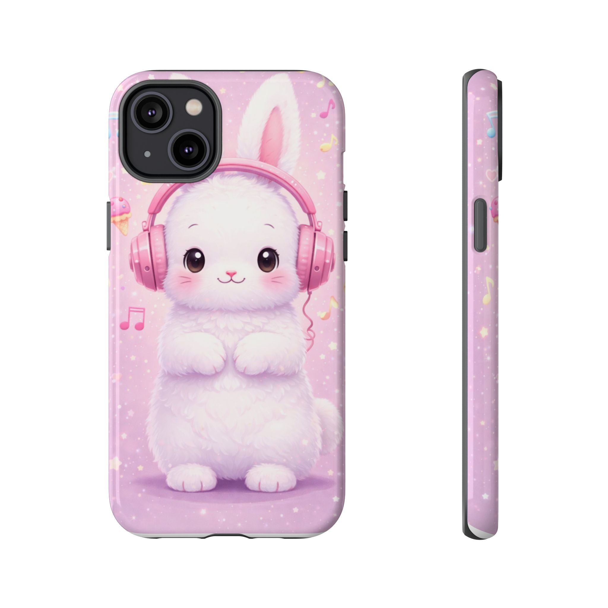 Pastel Bunny with Pink Headphones Phone Case | Dual-Layer Protective Case