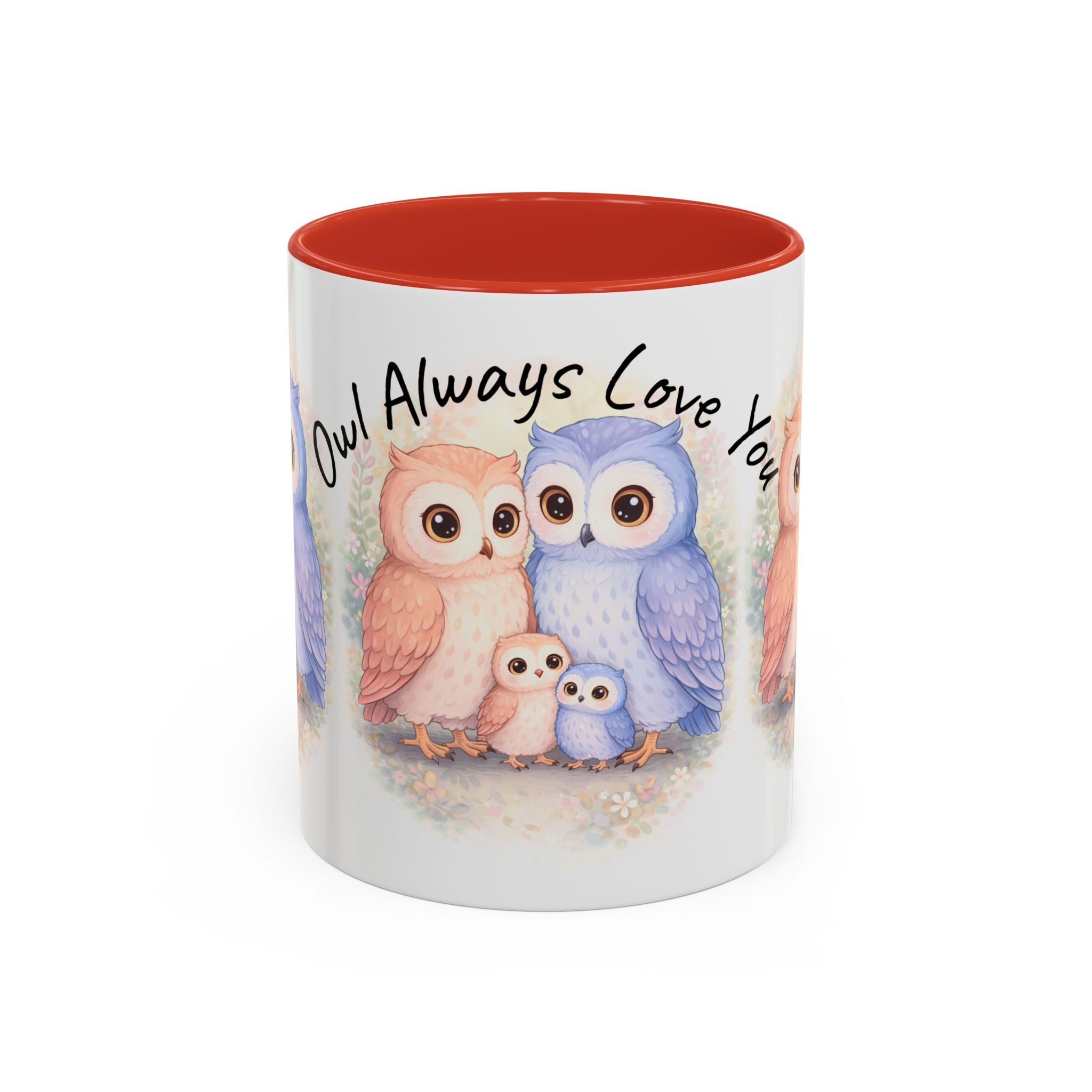 Watercolor Owl Family Mug 11oz 15oz | Pastel Ceramic Accent Coffee Cup