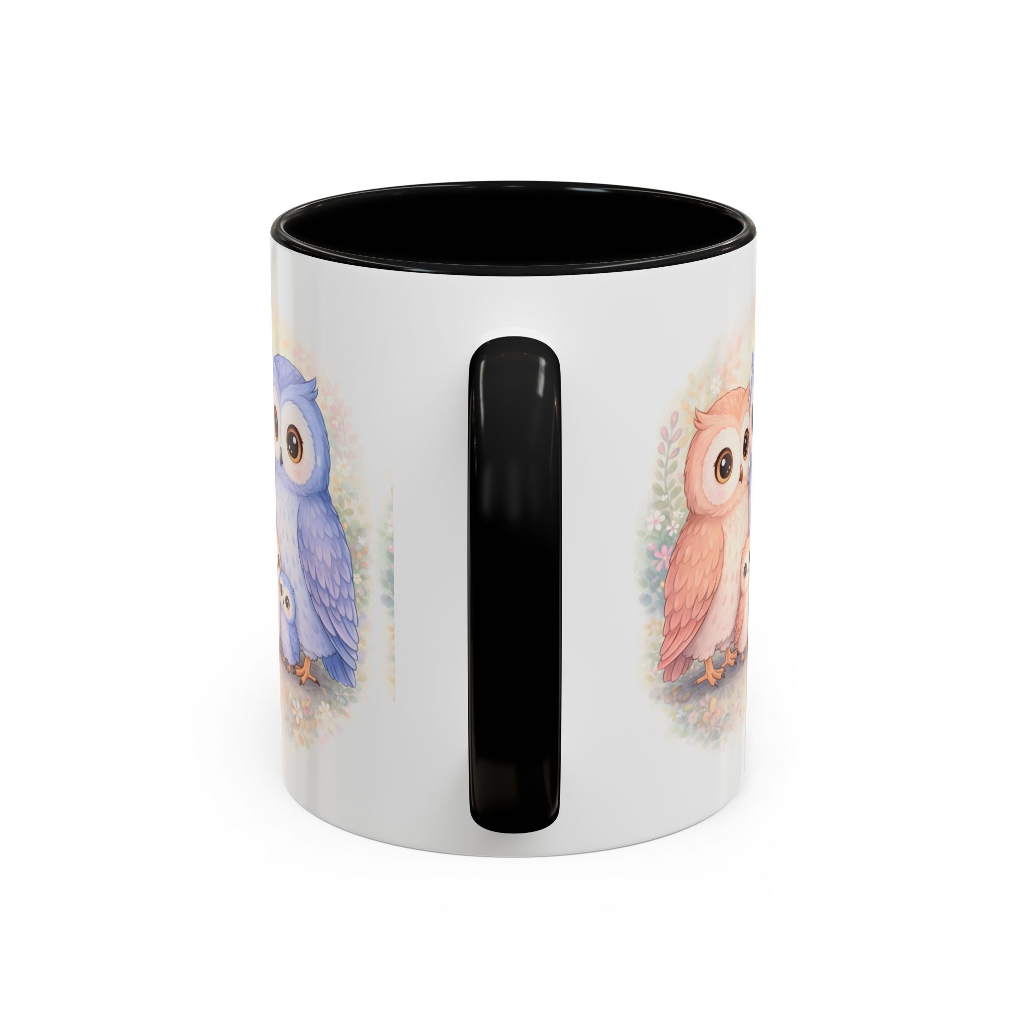 Watercolor Owl Family Mug 11oz 15oz | Pastel Ceramic Accent Coffee Cup