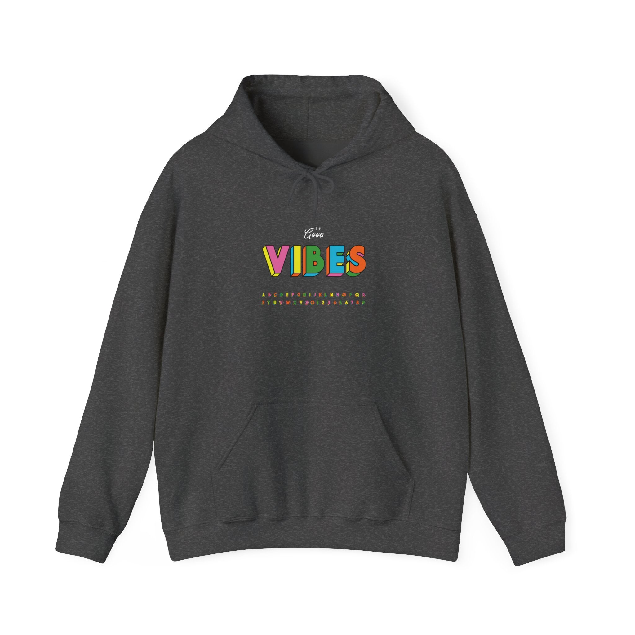 VIBES Graphic with Cartoon Raccoon Hoodie | Retro Cozy Sweatshirt