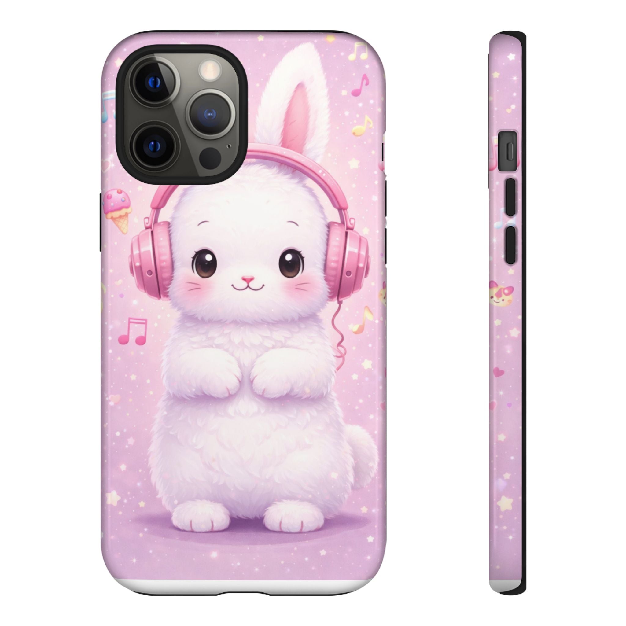 Pastel Bunny with Pink Headphones Phone Case | Dual-Layer Protective Case