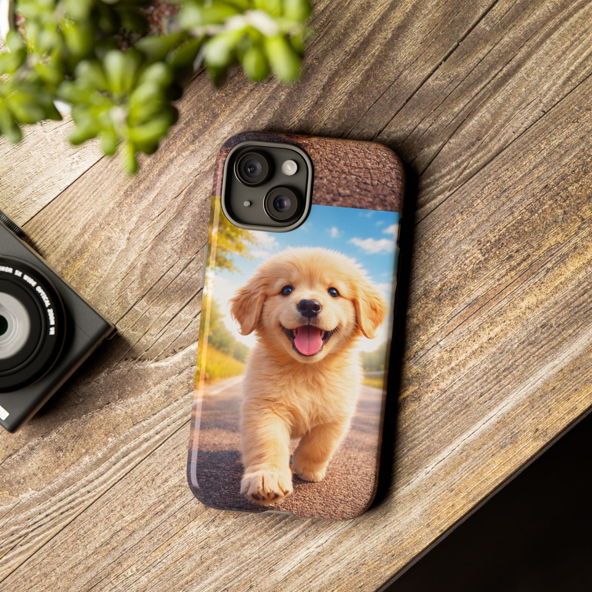 Golden Puppy Sunlit Phone Case — Full‑Wrap UV‑Protected Tough Case