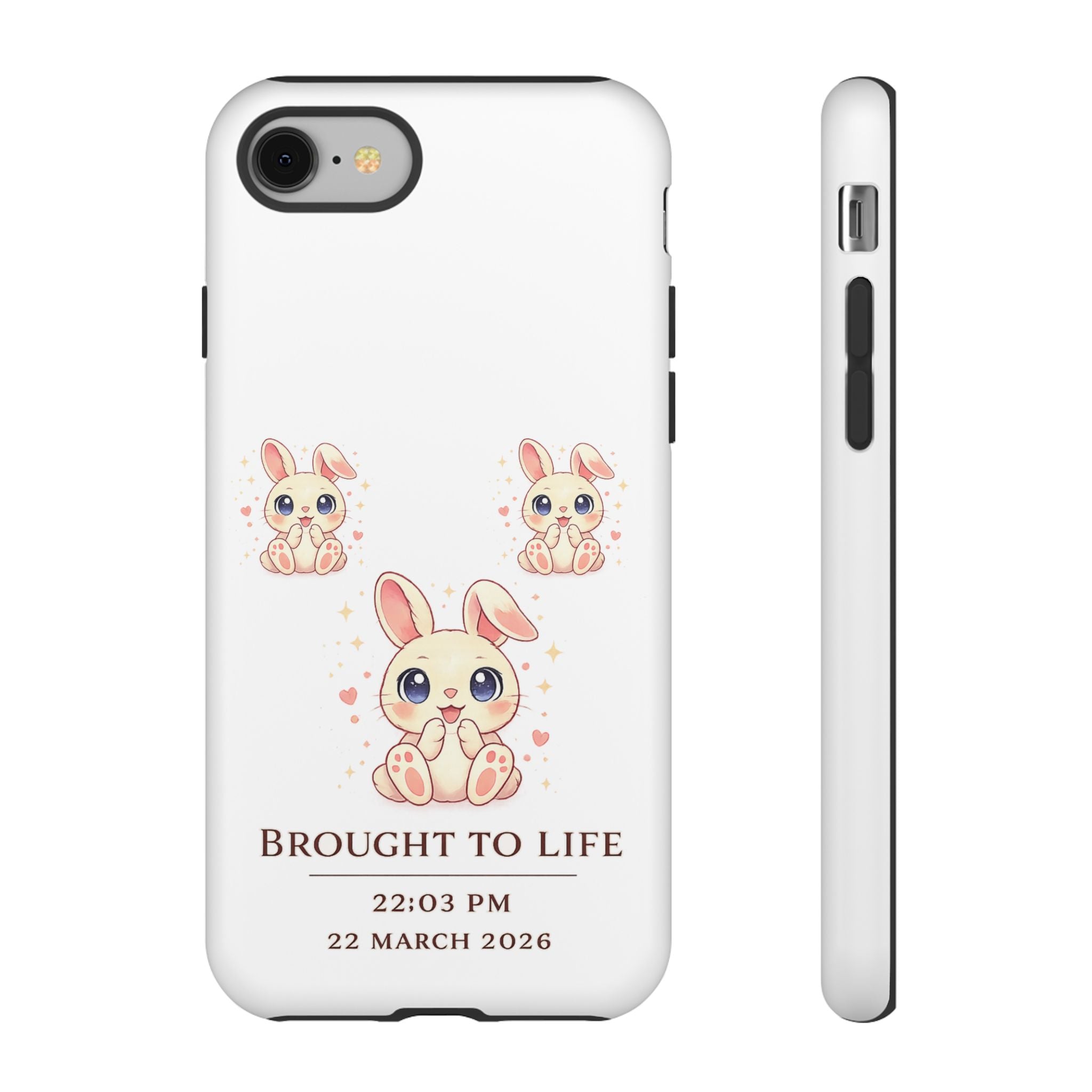 Cute Bunny Nursery Birth Announcement Phone Case | Personalized Name, Date & Time