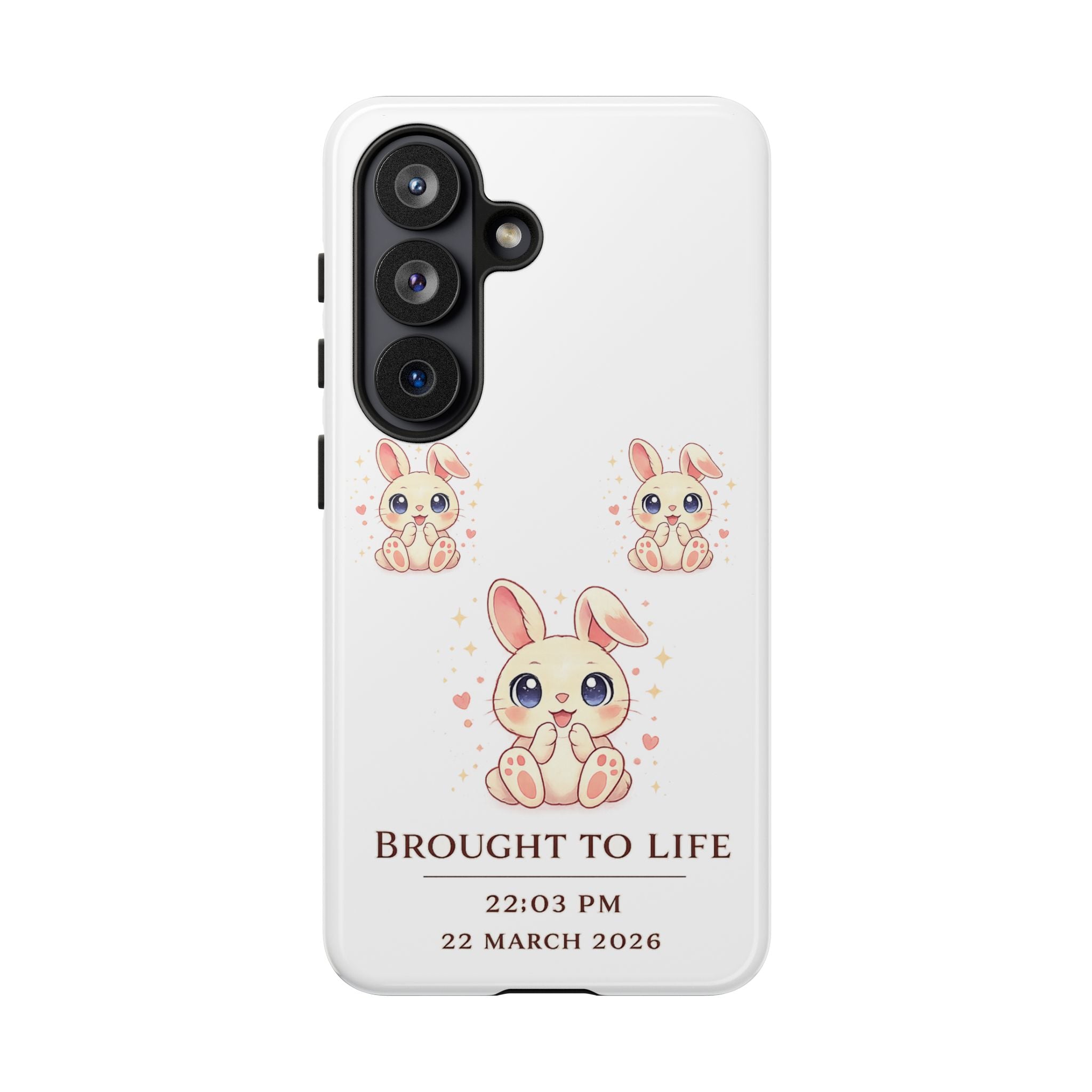 Cute Bunny Nursery Birth Announcement Phone Case | Personalized Name, Date & Time
