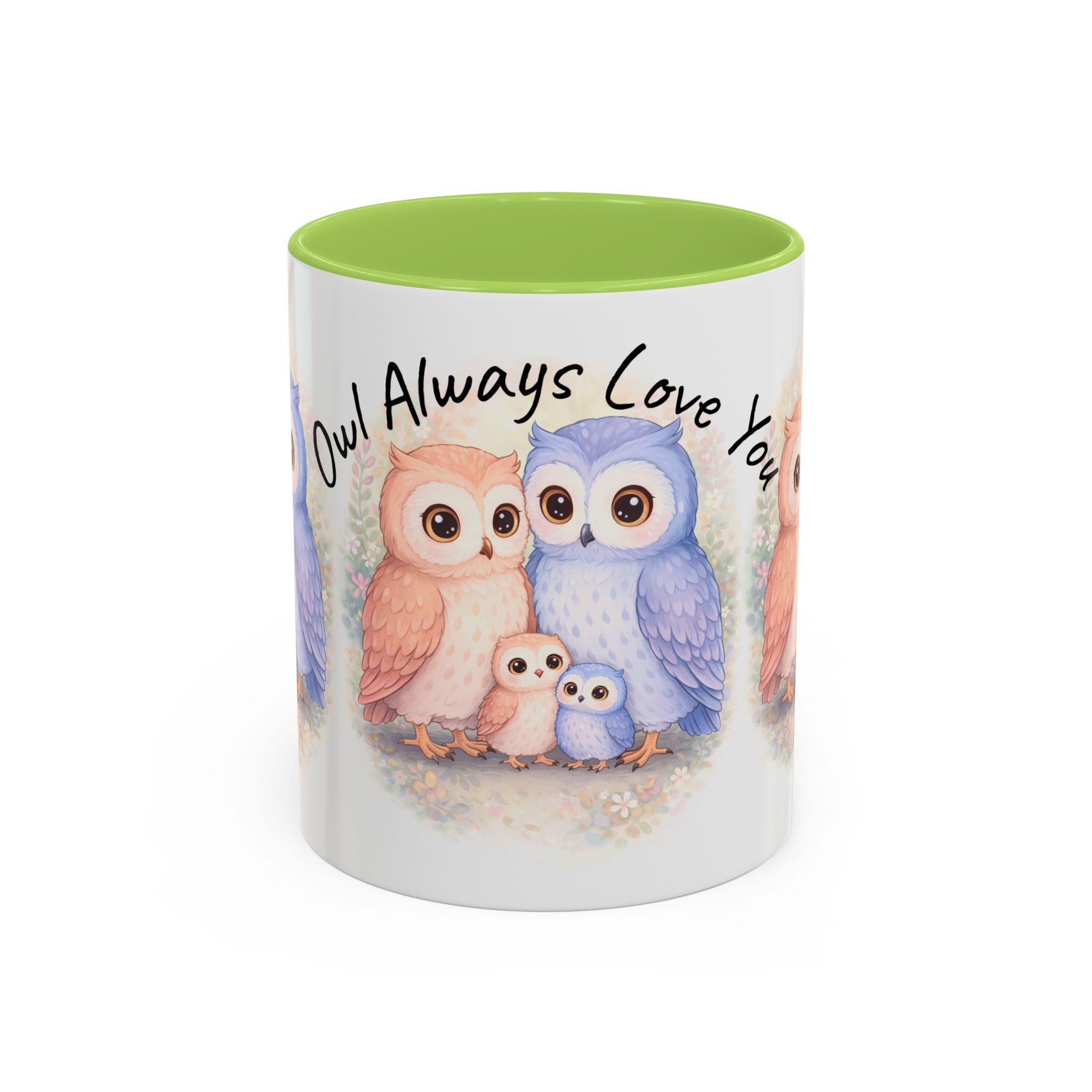 Watercolor Owl Family Mug 11oz 15oz | Pastel Ceramic Accent Coffee Cup