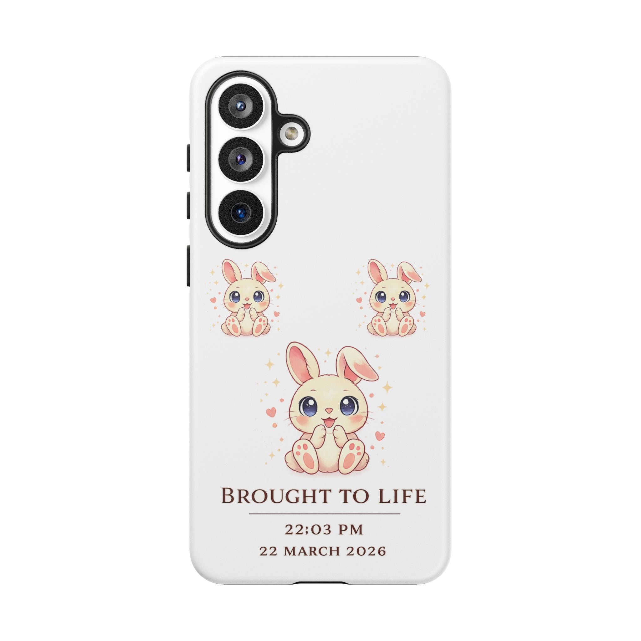Cute Bunny Nursery Birth Announcement Phone Case | Personalized Name, Date & Time