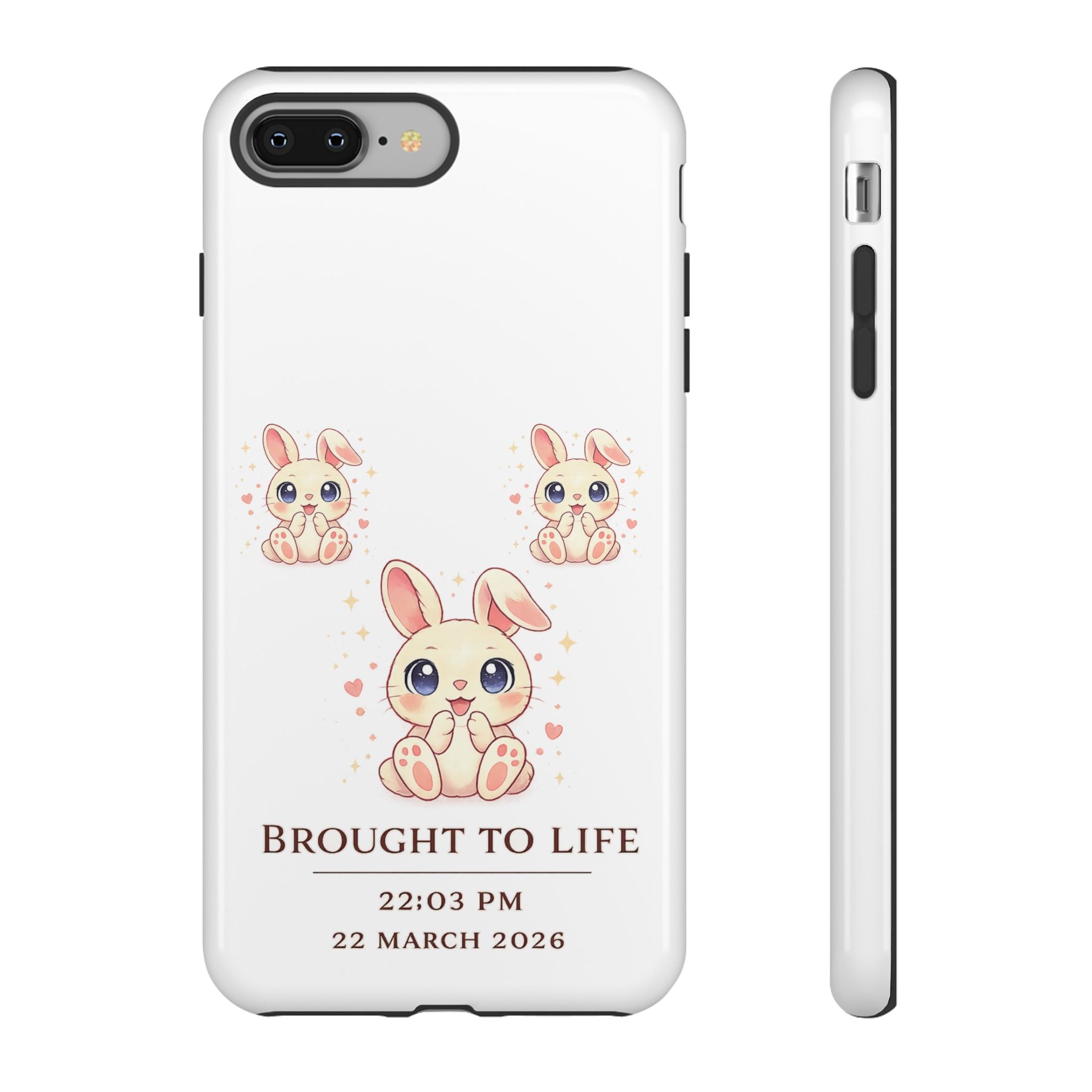 Cute Bunny Nursery Birth Announcement Phone Case | Personalized Name, Date & Time