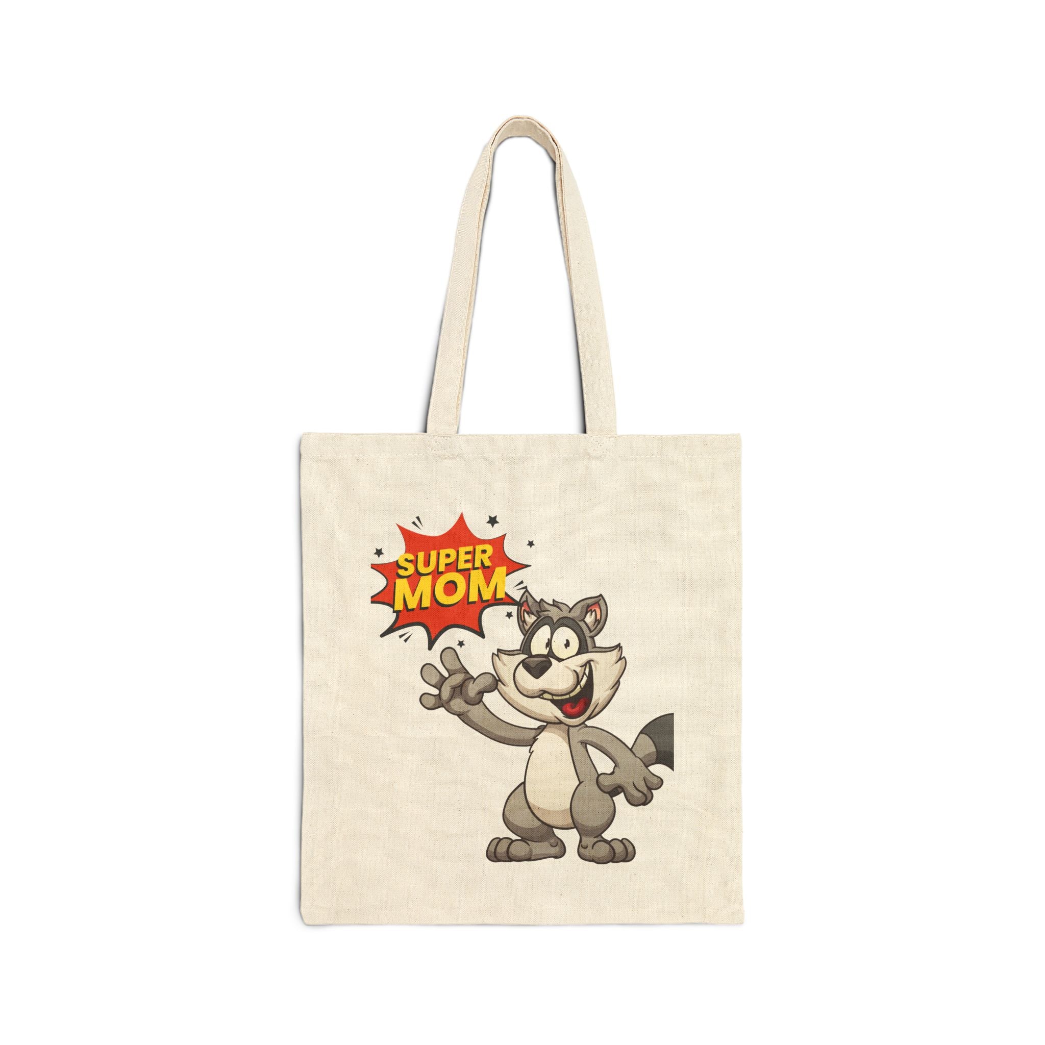 Super Mom Mascot Tote Bag | Cotton Canvas Market Bag