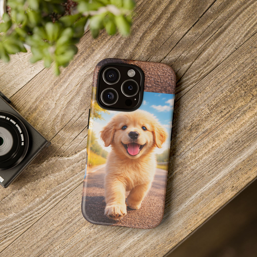 Golden Puppy Sunlit Phone Case — Full‑Wrap UV‑Protected Tough Case