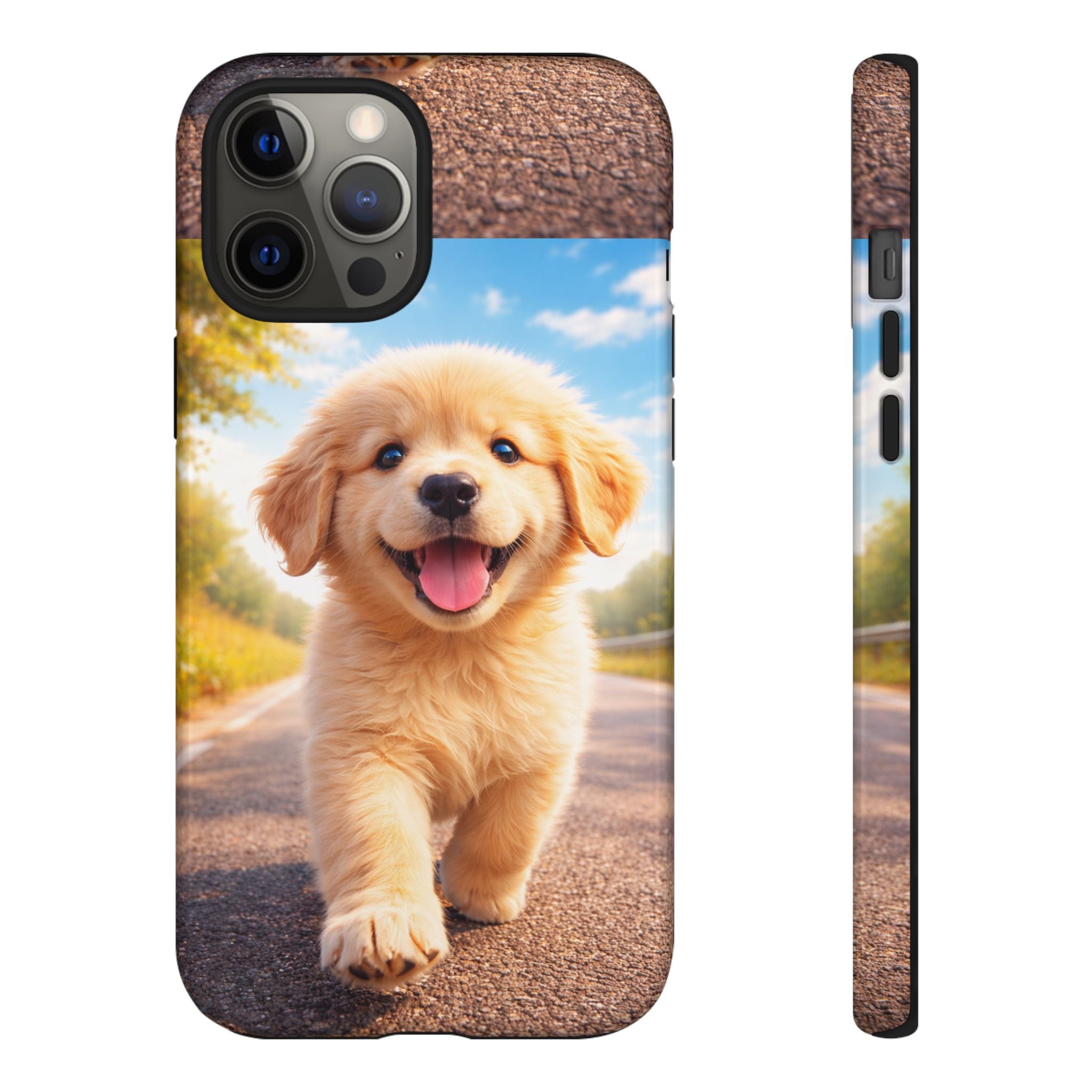 Golden Puppy Sunlit Phone Case — Full‑Wrap UV‑Protected Tough Case