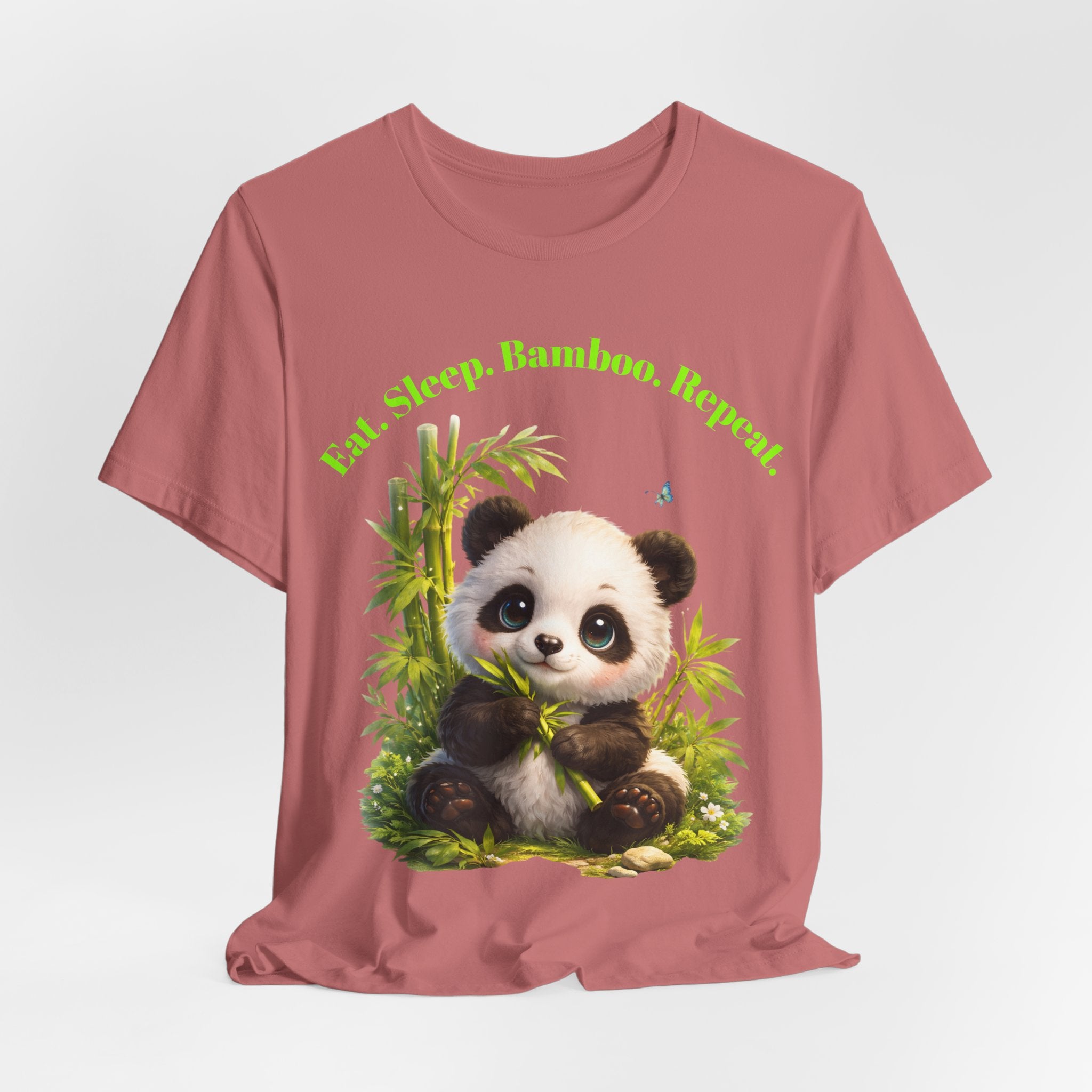 Cute Baby Panda Eating Bamboo tee | Panda Graphic T-Shirt, Animal Nature Tee