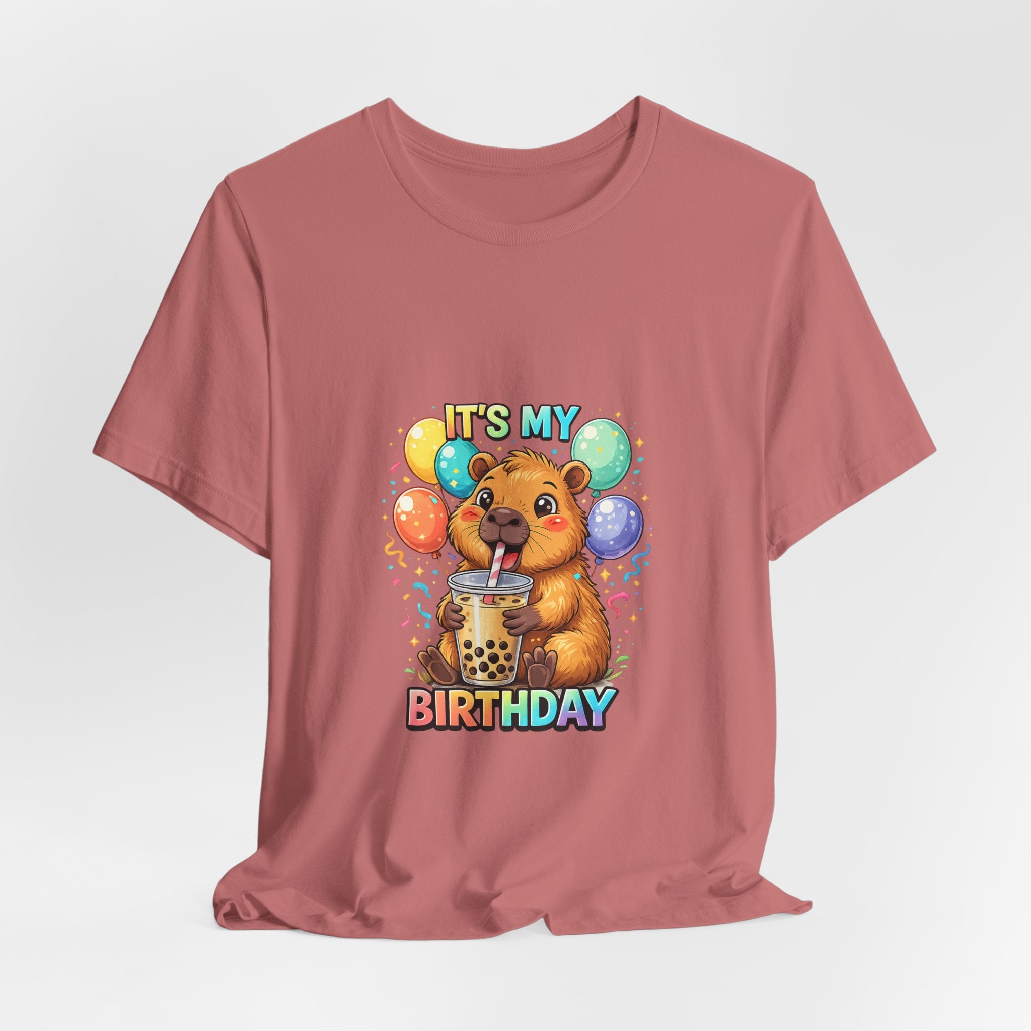 It's My Birthday Bear Boba Tee | Birthday Bear with Balloons T-Shirt