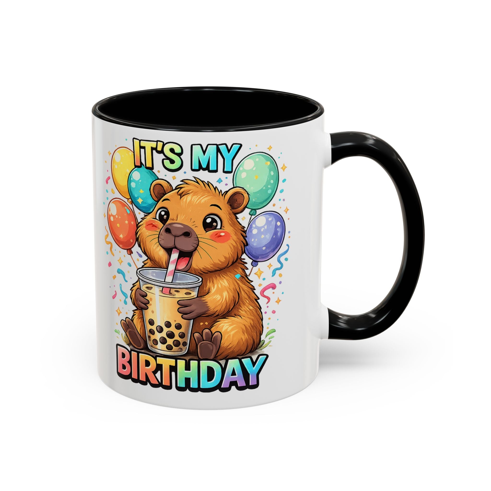 Cute Bear Drinking Bubble Tea It's My Birthday Mug | Accent Coffee Mug