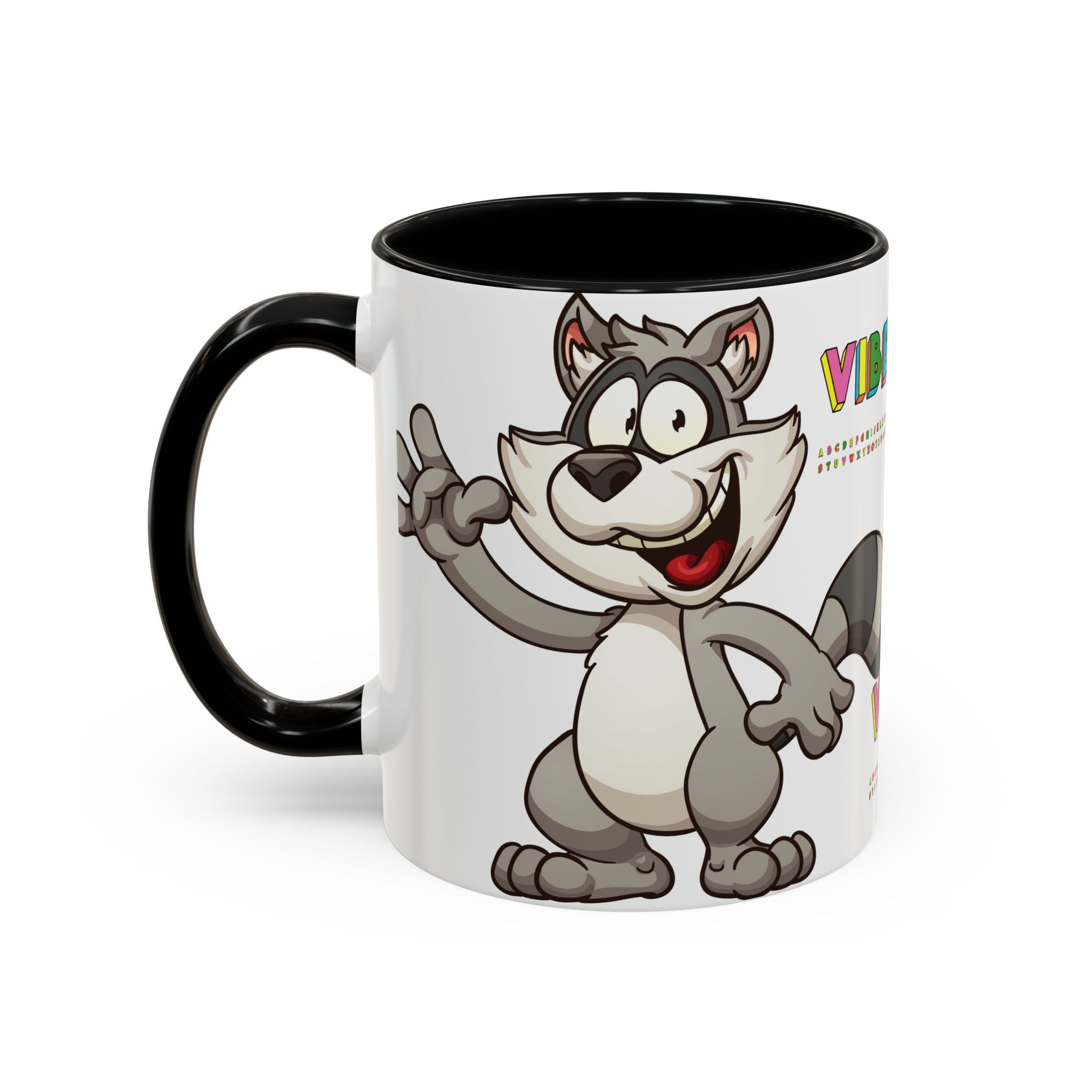 Raccoon VIBES Mug 11oz 15oz | Color Interior Handle Ceramic Coffee Cup