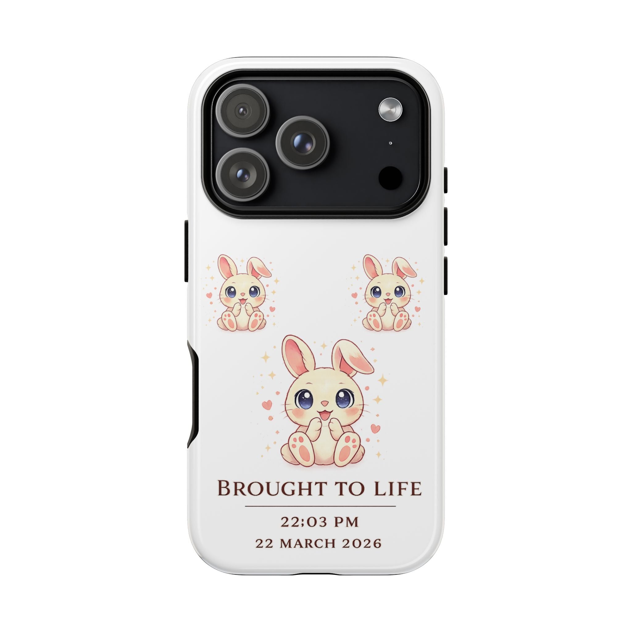 Cute Bunny Nursery Birth Announcement Phone Case | Personalized Name, Date & Time