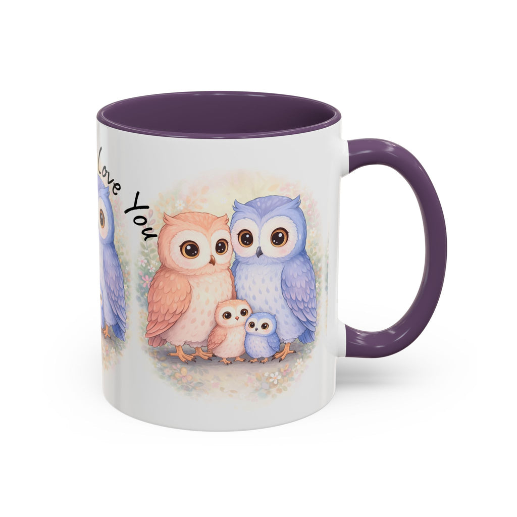 Watercolor Owl Family Mug 11oz 15oz | Pastel Ceramic Accent Coffee Cup