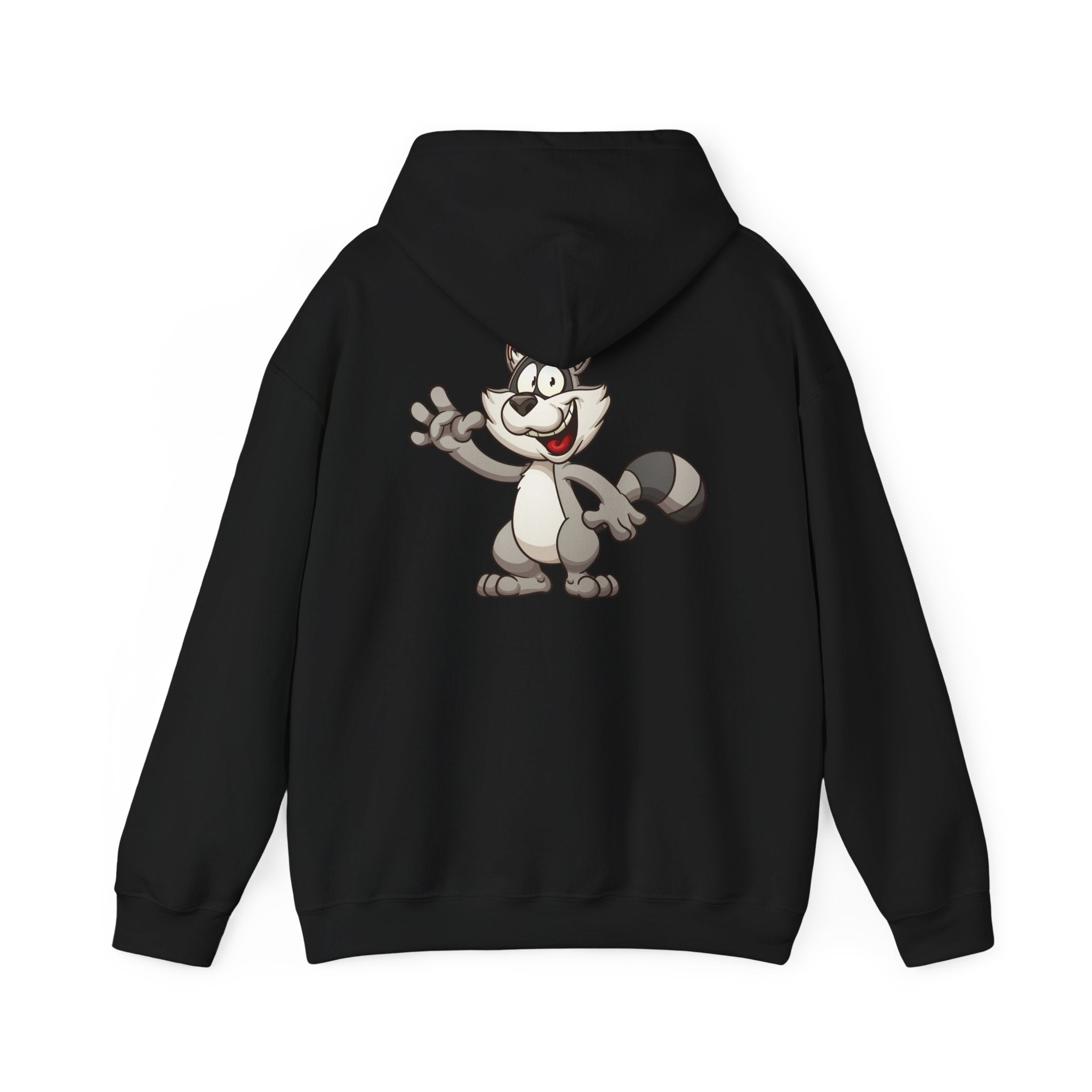 VIBES Graphic with Cartoon Raccoon Hoodie | Retro Cozy Sweatshirt