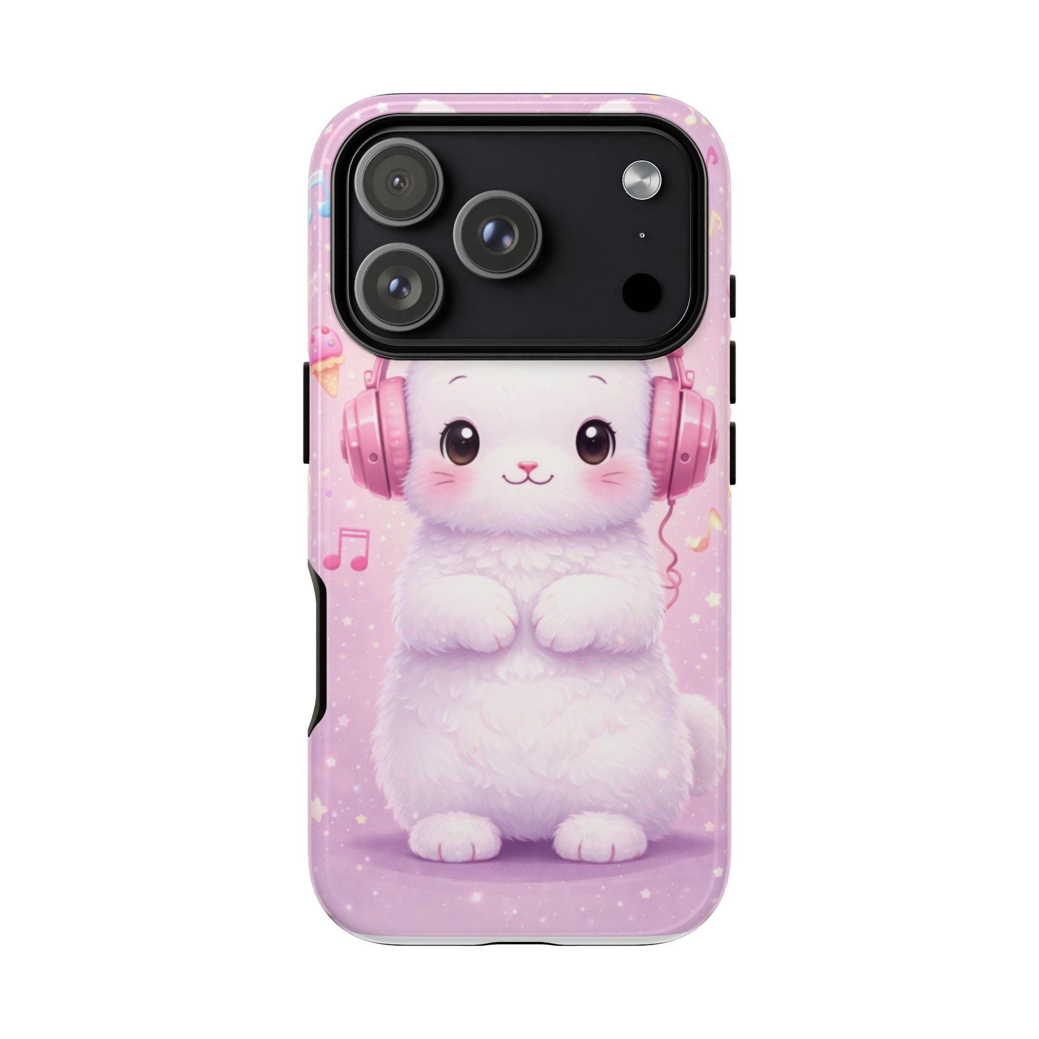 Pastel Bunny with Pink Headphones Phone Case | Dual-Layer Protective Case