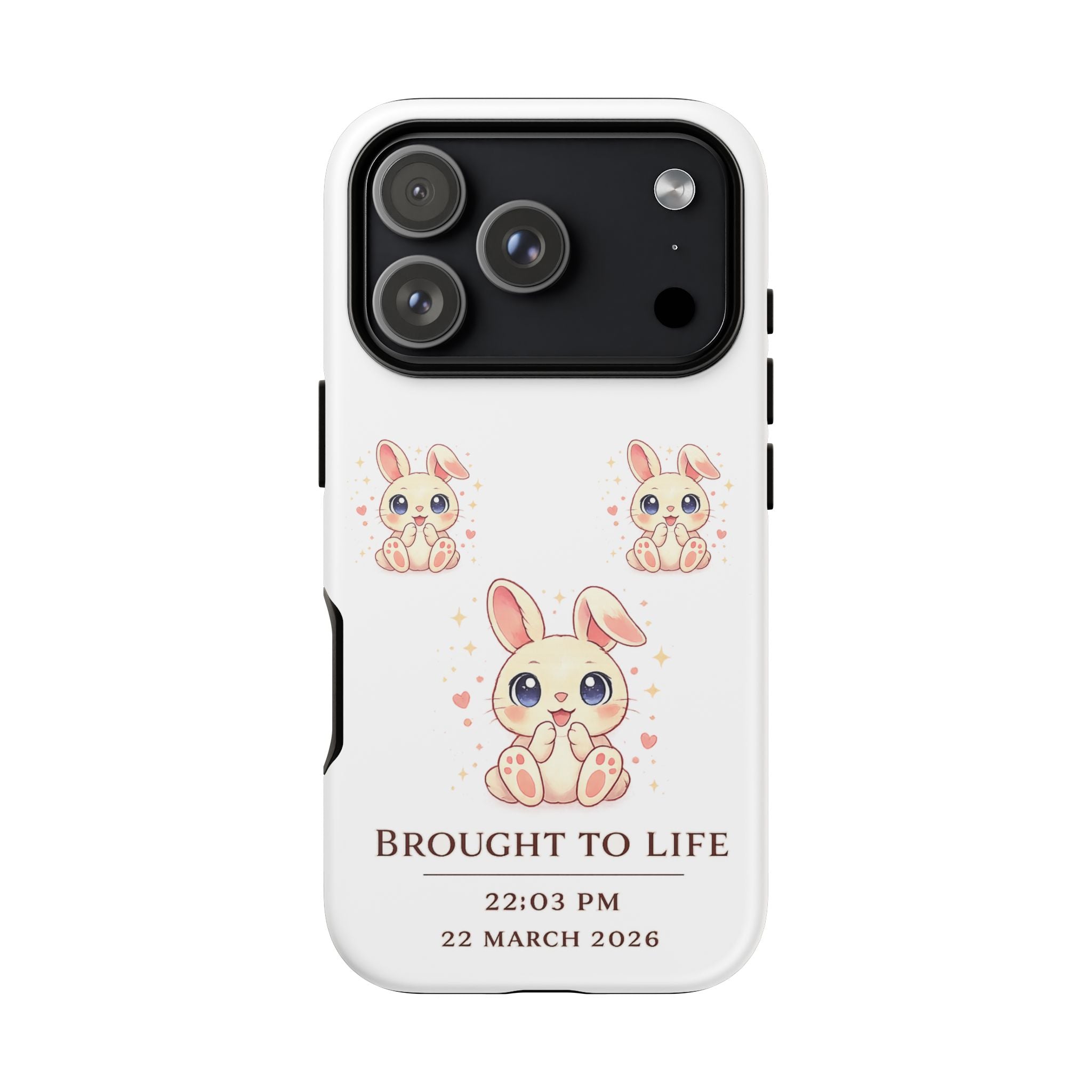 Cute Bunny Nursery Birth Announcement Phone Case | Personalized Name, Date & Time