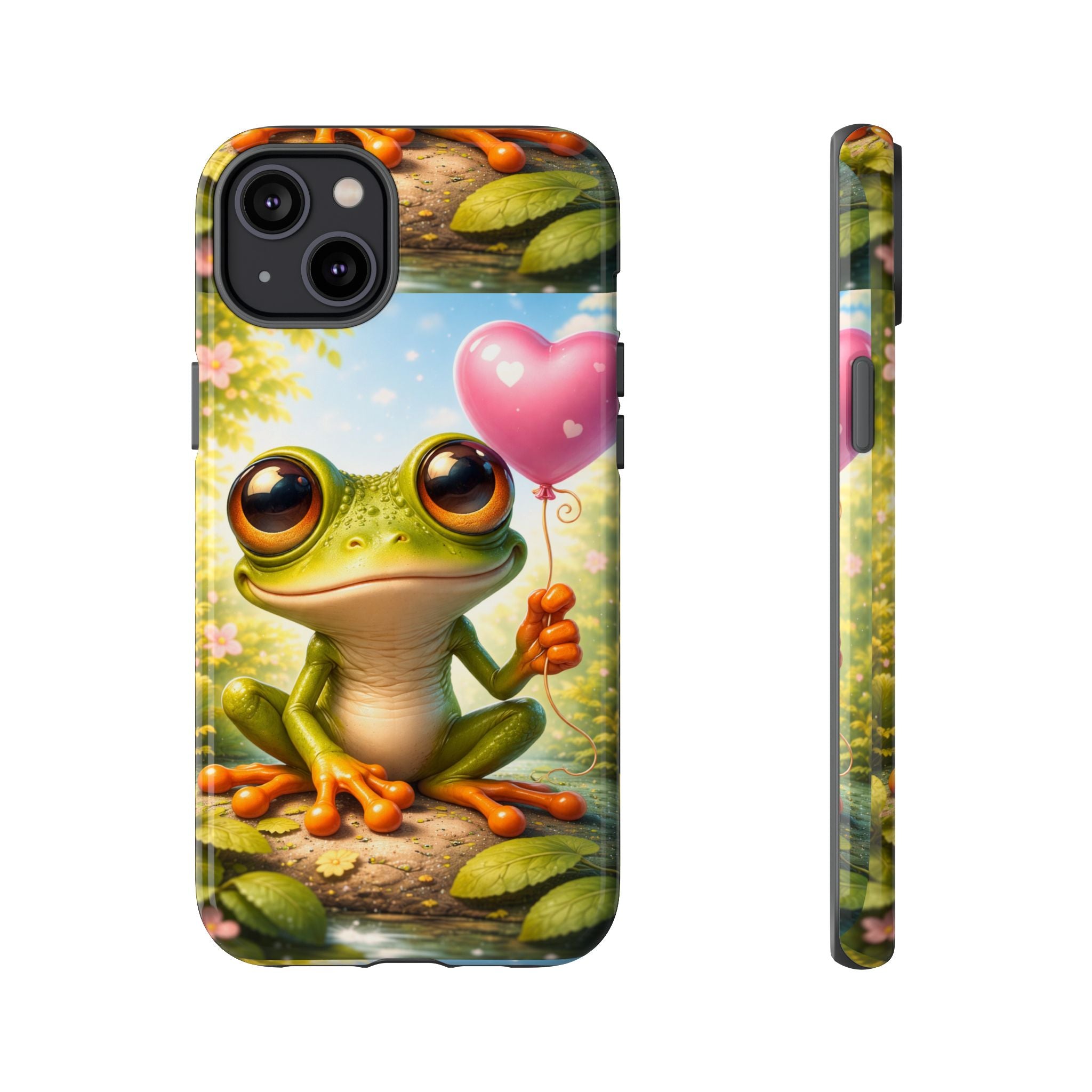 Frog Heart Balloon Phone Case — Glossy or Matte 3D Wrap Protective Case
