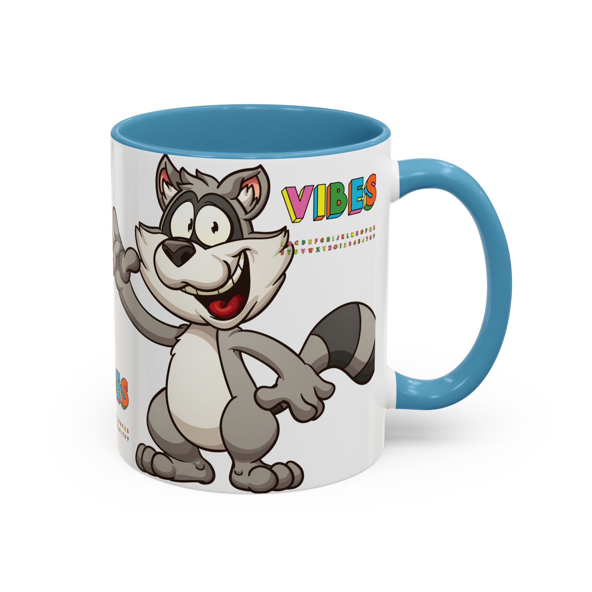 Raccoon VIBES Mug 11oz 15oz | Color Interior Handle Ceramic Coffee Cup