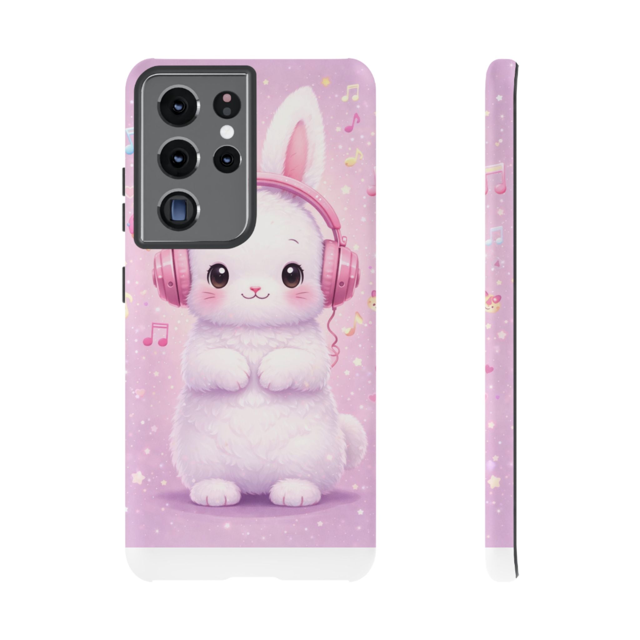 Pastel Bunny with Pink Headphones Phone Case | Dual-Layer Protective Case