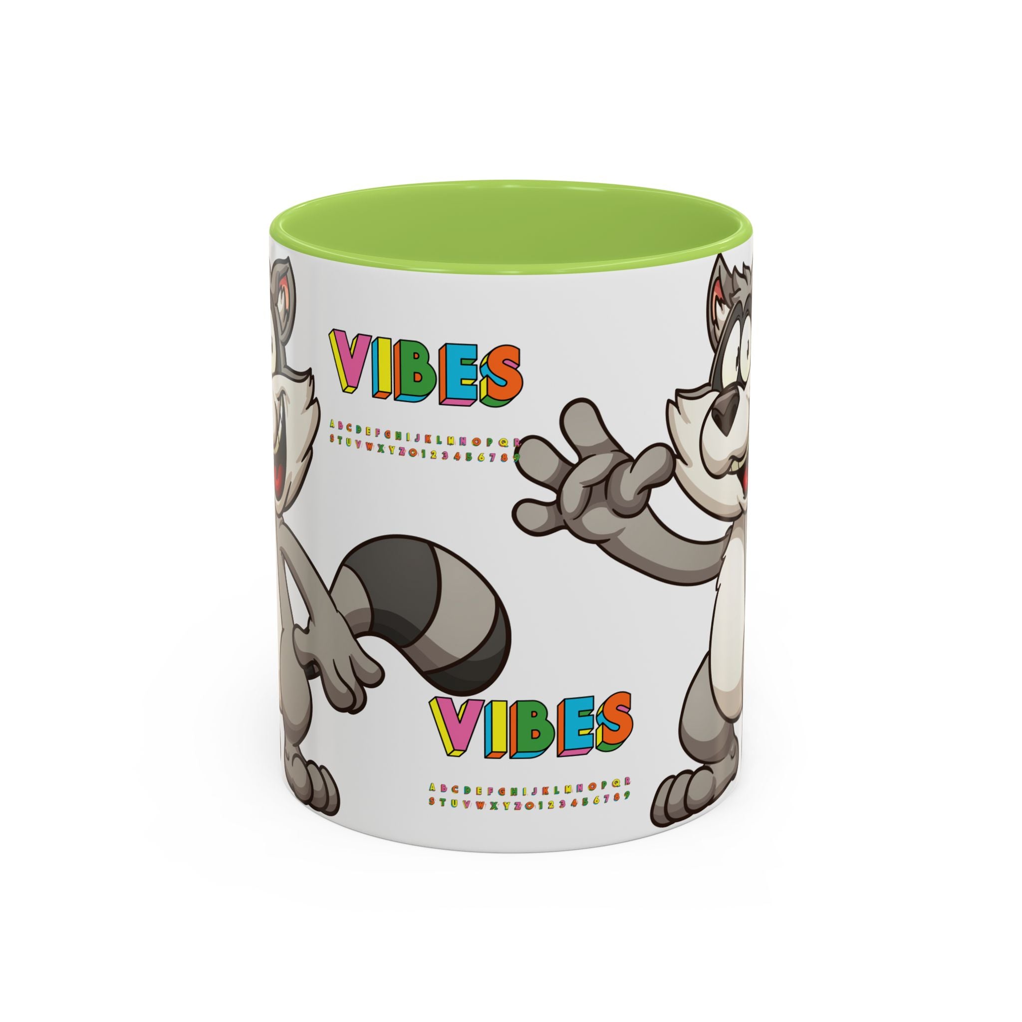 Raccoon VIBES Mug 11oz 15oz | Color Interior Handle Ceramic Coffee Cup