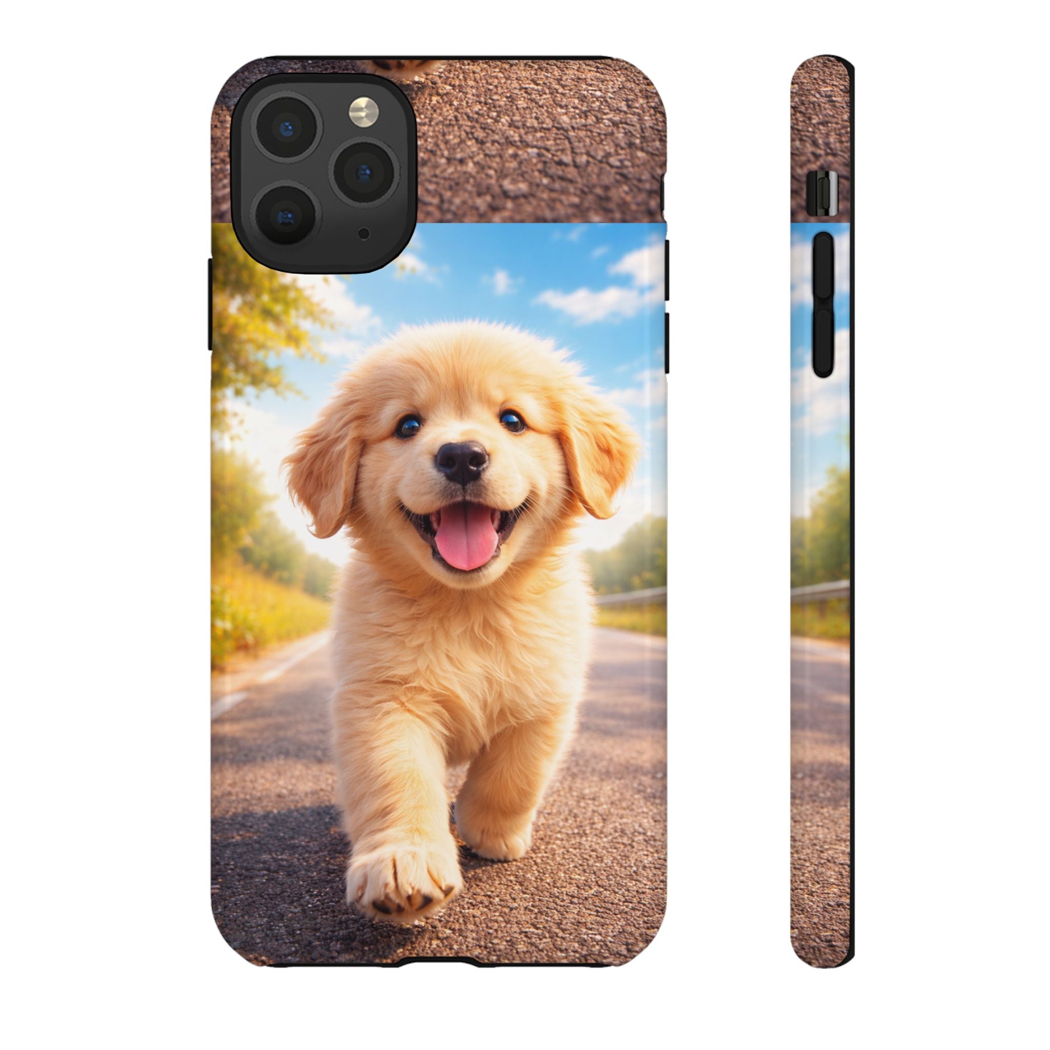 Golden Puppy Sunlit Phone Case — Full‑Wrap UV‑Protected Tough Case
