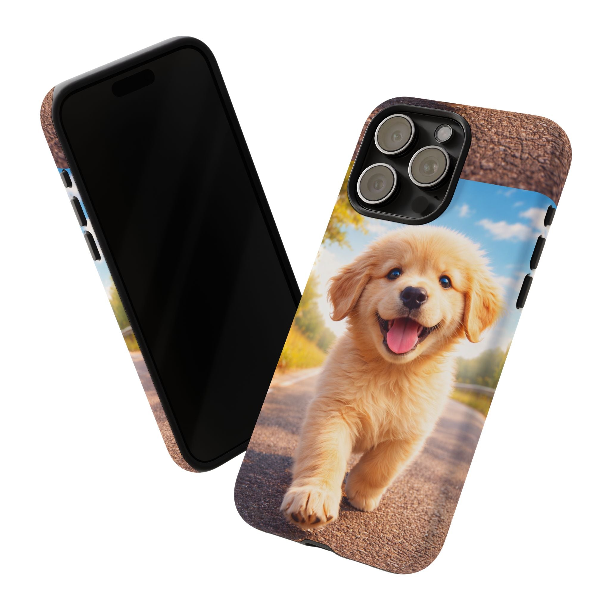 Golden Puppy Sunlit Phone Case — Full‑Wrap UV‑Protected Tough Case