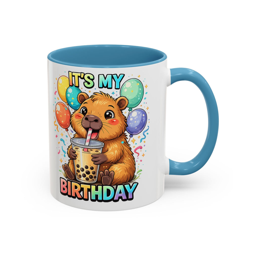 Cute Bear Drinking Bubble Tea It's My Birthday Mug | Accent Coffee Mug