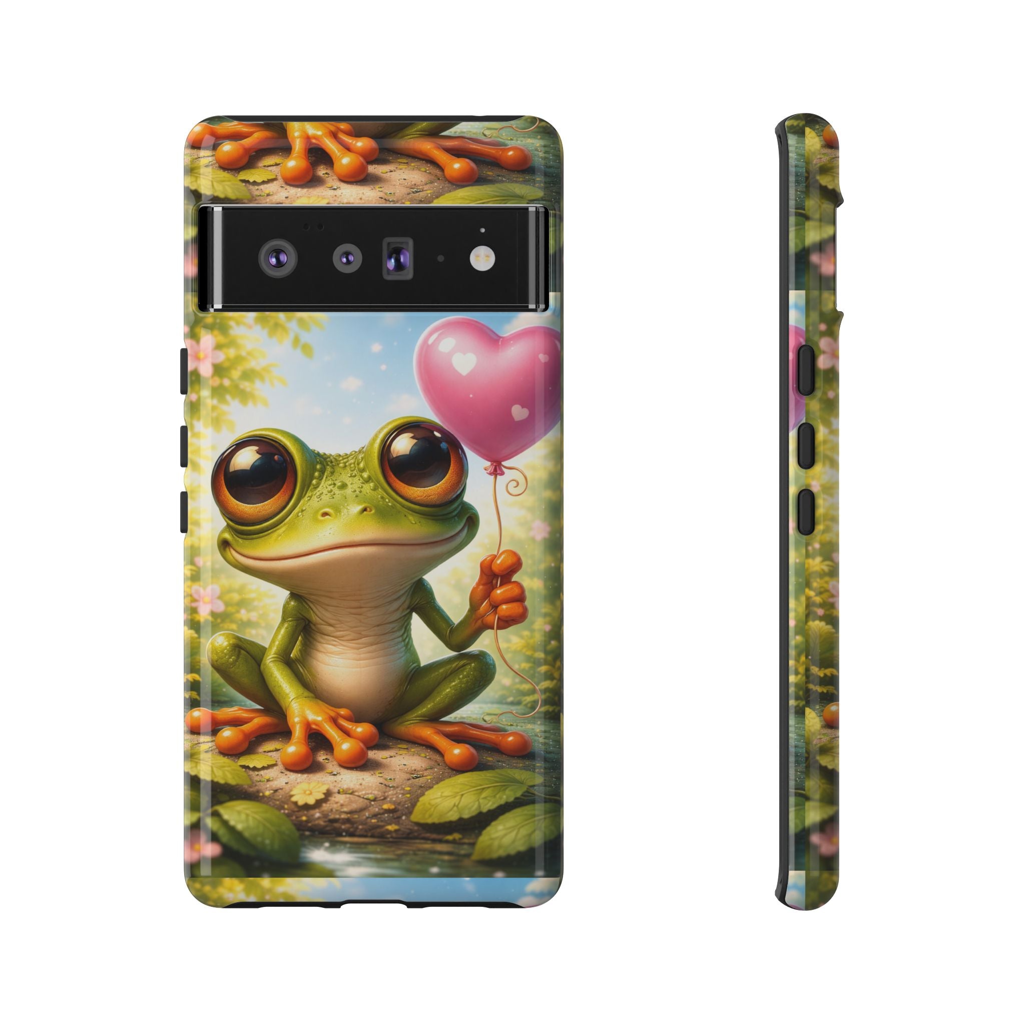 Frog Heart Balloon Phone Case — Glossy or Matte 3D Wrap Protective Case